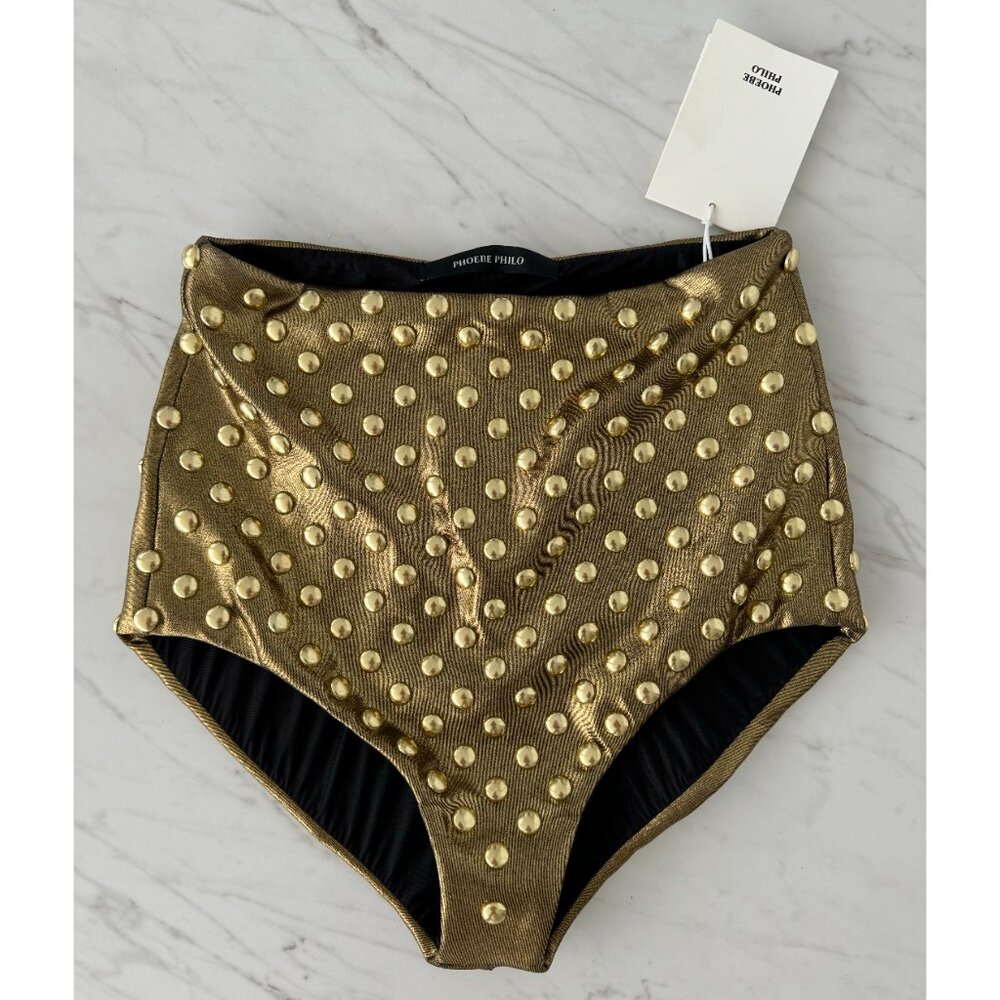 PHOEBE PHILO FIRST EDIT DROP 2 STUDDED BIKINI BOTTOMS HOT PANTS SM $1300 CELINE - Picture 3 of 6